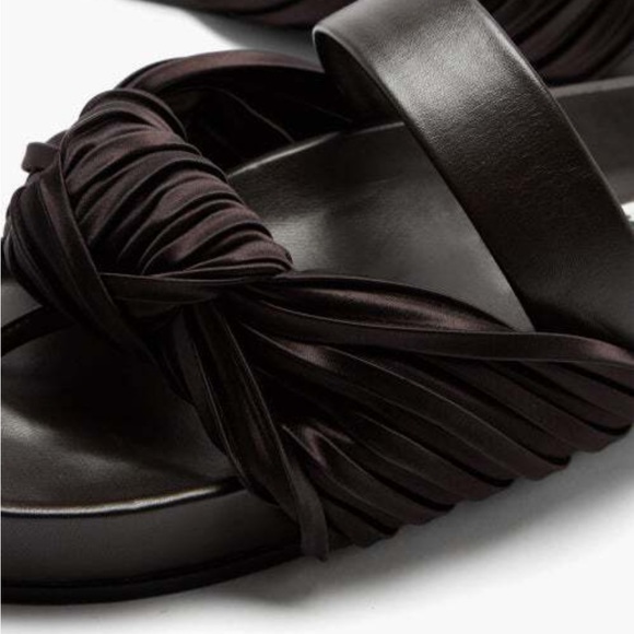 Jil Sander Knot Satin Leather Slides Brown - Picture 4 of 11